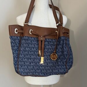Michael Kors Blue/Denim and Tan Shoulder Bag